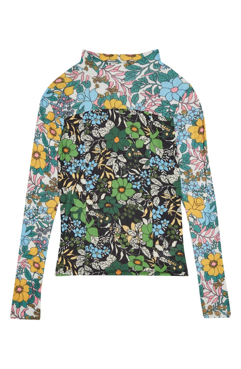 Topshop Floral Print Long Sleeve Mesh Top, Alternate, color,