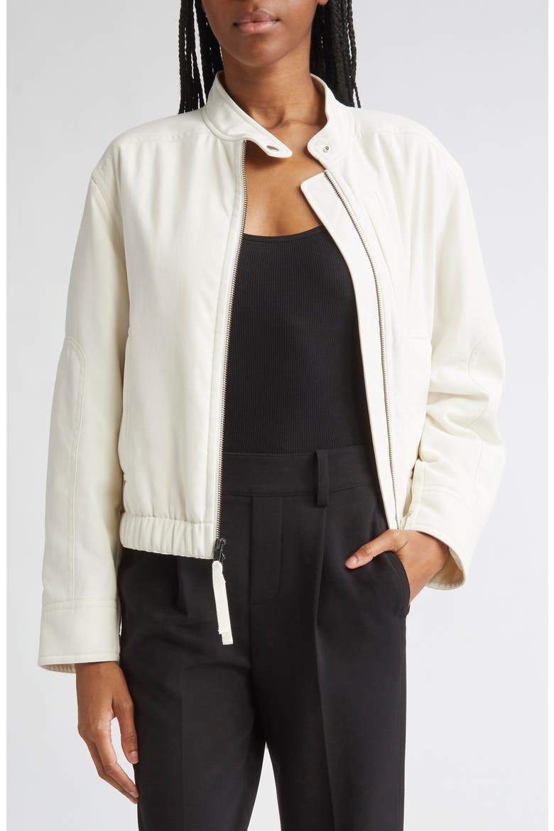 Crop Bomber Jacket, Alternate, color, BLANCHE