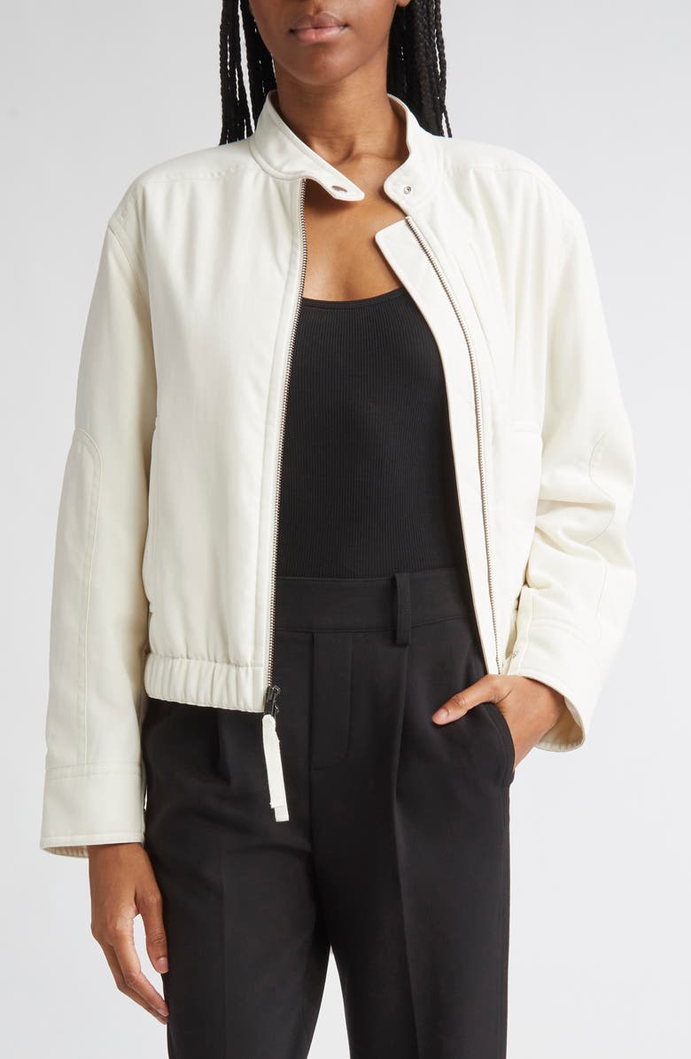 Vince Crop Bomber Jacket, Alternate, color, Blanche