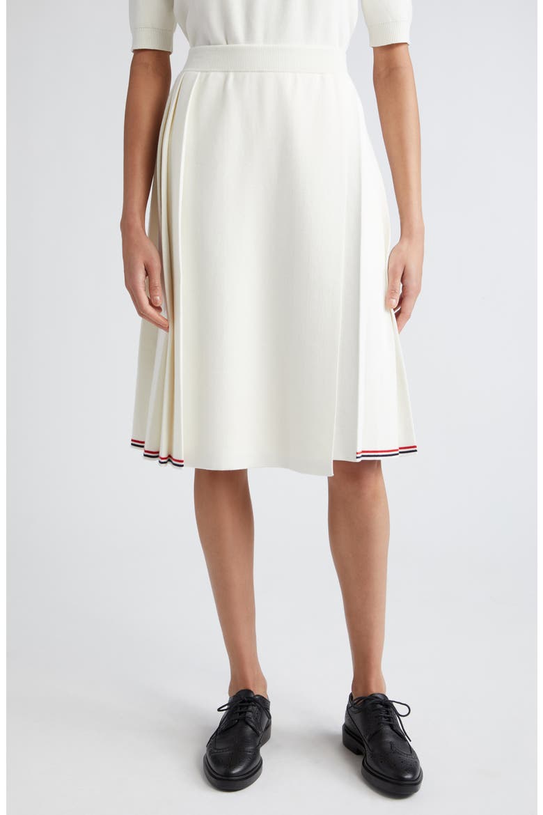 Pleat Back Cotton Sweater Skirt, Main, color, WHITE