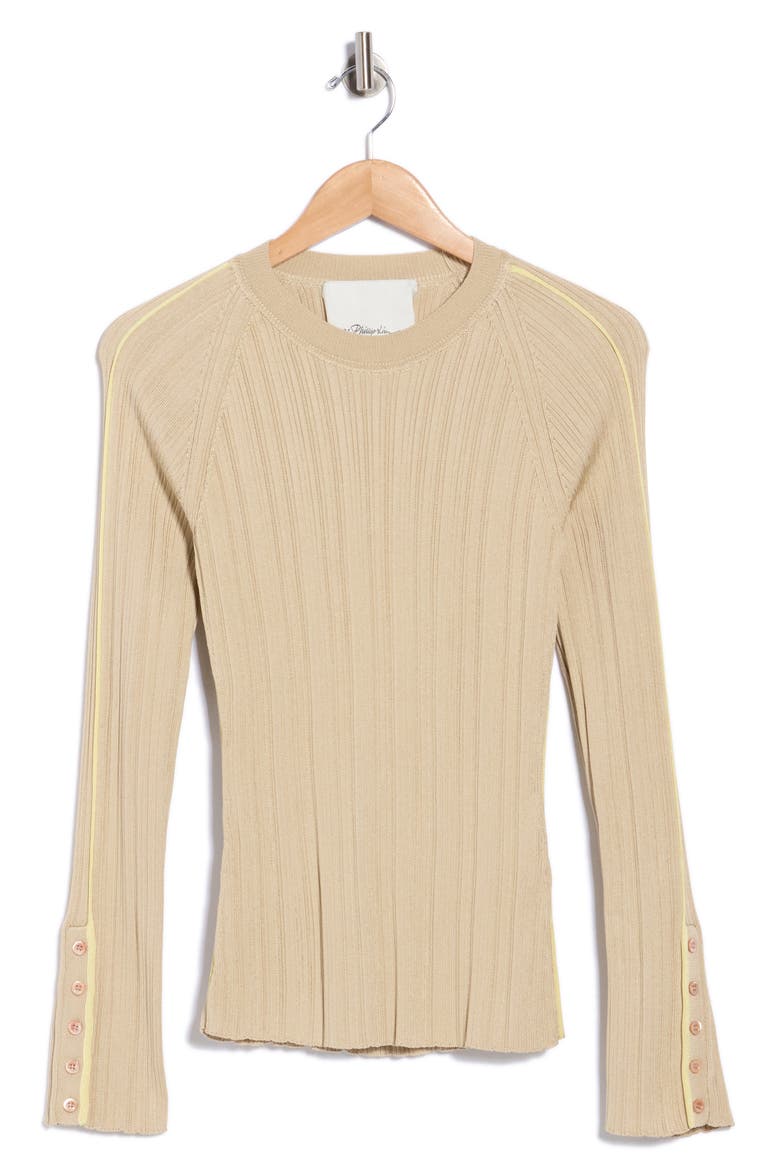 Piped Rib Long Sleeve Top, Main, color, SAND-MOONLIGHT