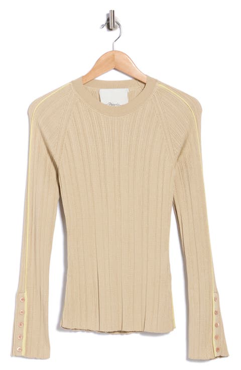Piped Rib Long Sleeve Top