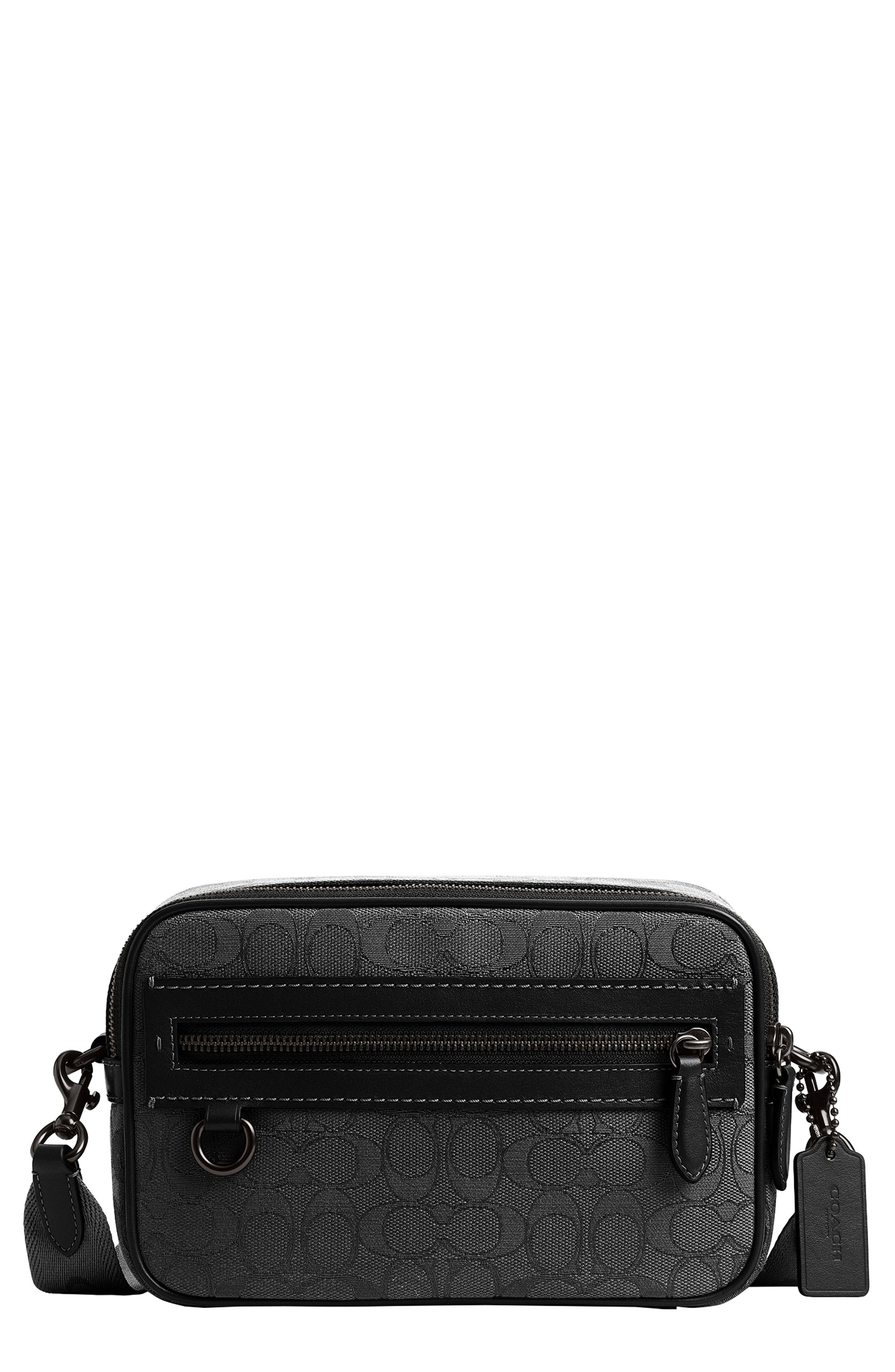 COACH Theo Signature Jacquard & Leather Camera Bag, Main, color, 