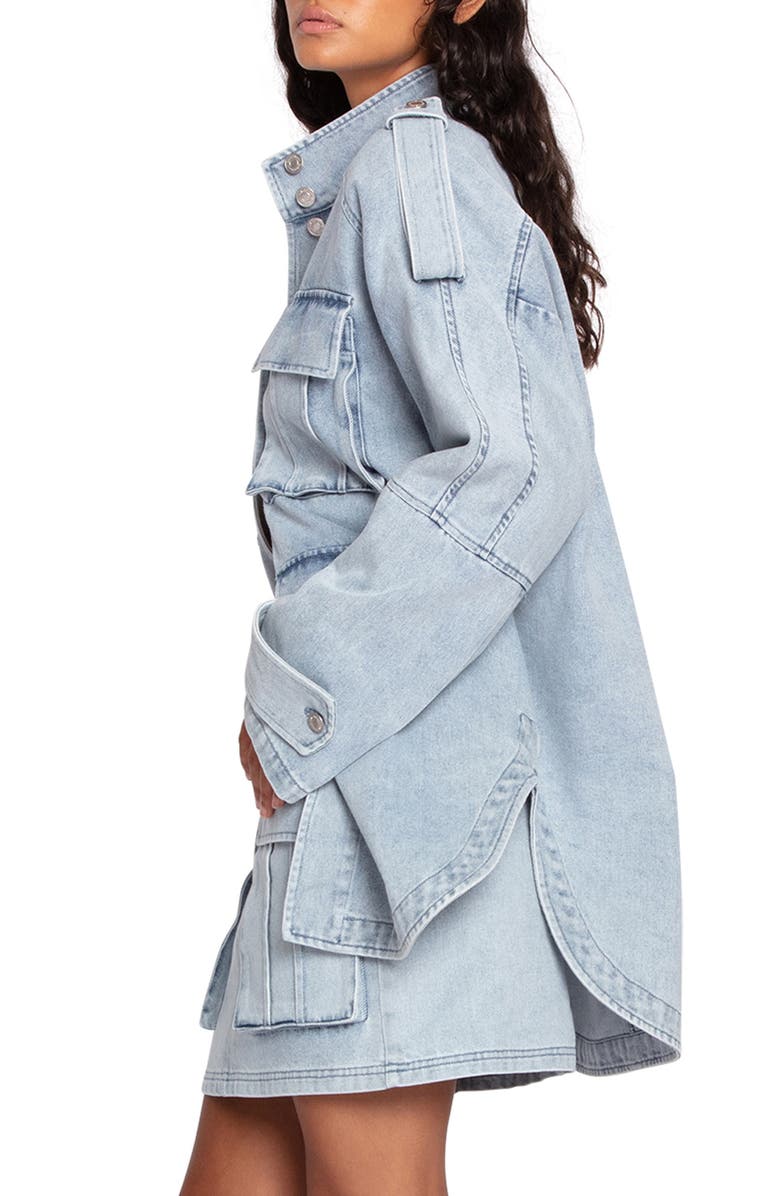 Belle & Bloom Distant Love Oversize Denim Shirt Jacket, Alternate, color, Stonewash
