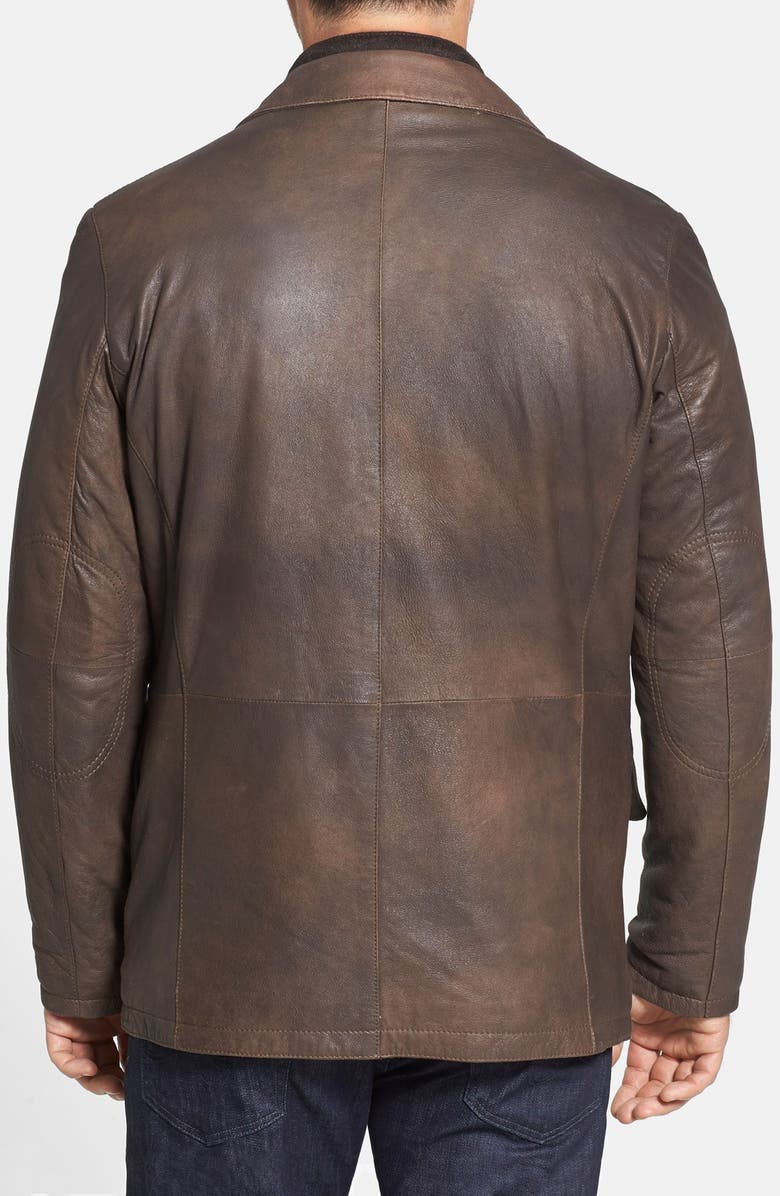 Missani Le Collezioni Contemporary Fit Hybrid Leather Jacket, Alternate, color, 