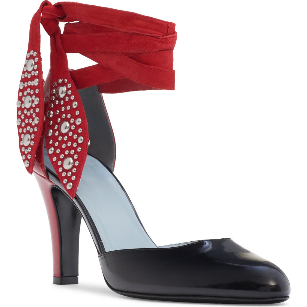 Shop Valentino Garavani Tie Ankle Strap D'orsay Pump In Jt0 Nero-rouge Pur/rouge Pur
