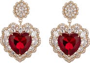 EYE CANDY LOS ANGELES Vera Red Cubic Zirconia Heart Drop Earrings