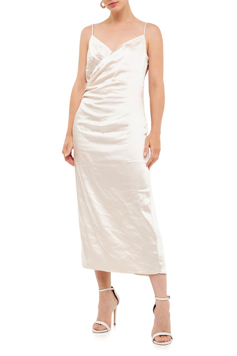 Surplice Satin Slipdress, Main, color, CHAMPAGNE