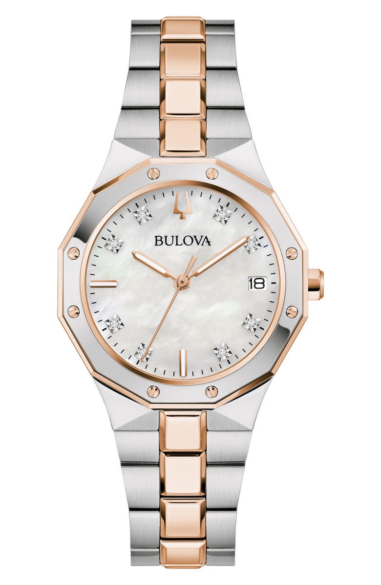 BULOVA Classic Prestige Diamond Bracelet Watch, 32mm, Main, color, Two-Tone