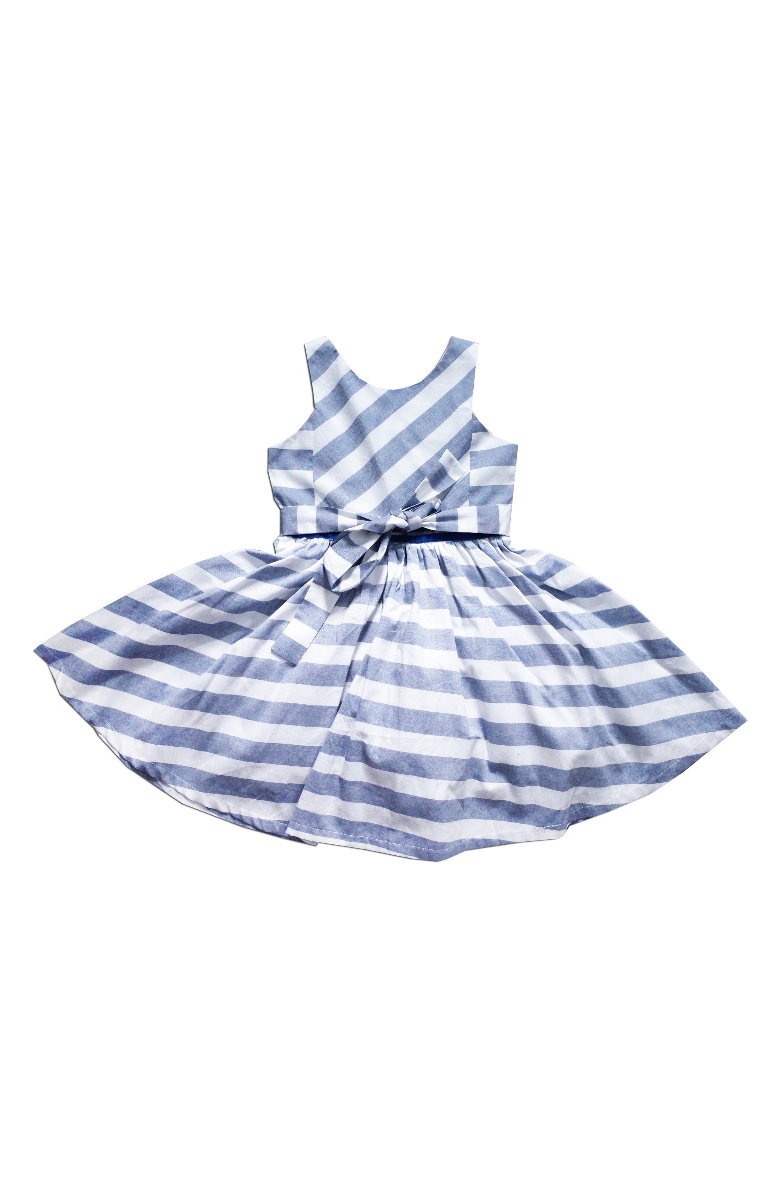 JOE-ELLA Kids' Stripe Cotton Chambray Fit & Flare Dress