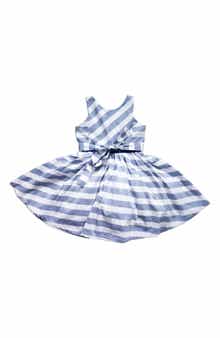 JOE-ELLA Kids' Stripe Cotton Chambray Fit & Flare Dress