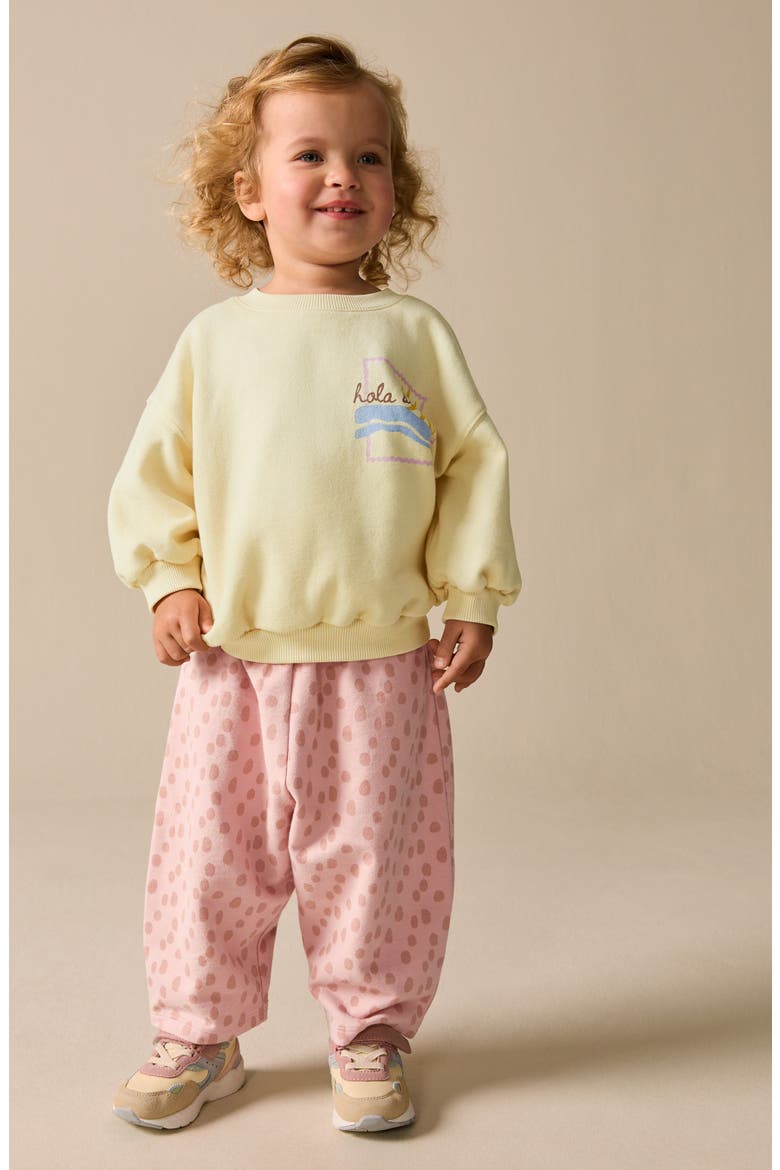 Kids' Graphic Sweatshirt & Wide Leg Sweatpants Set, Alternate, color, YELLOW