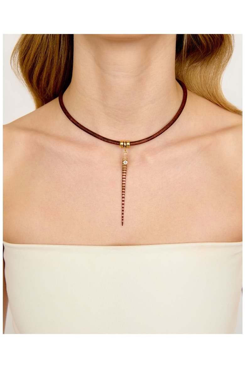 Selkie Sea Urchin Spine Pendant Necklace, Alternate, color, BROWN