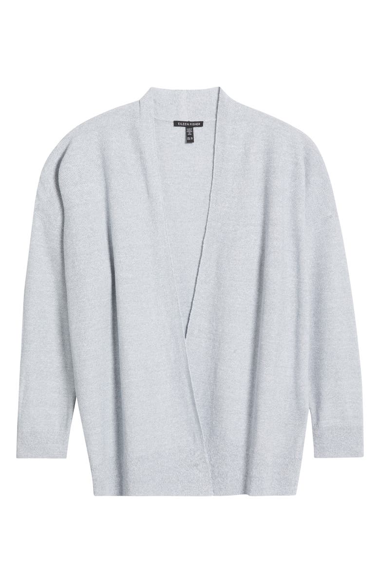 Eileen Fisher Organic Linen Blend Open Front Cardigan, Alternate, color, Fog