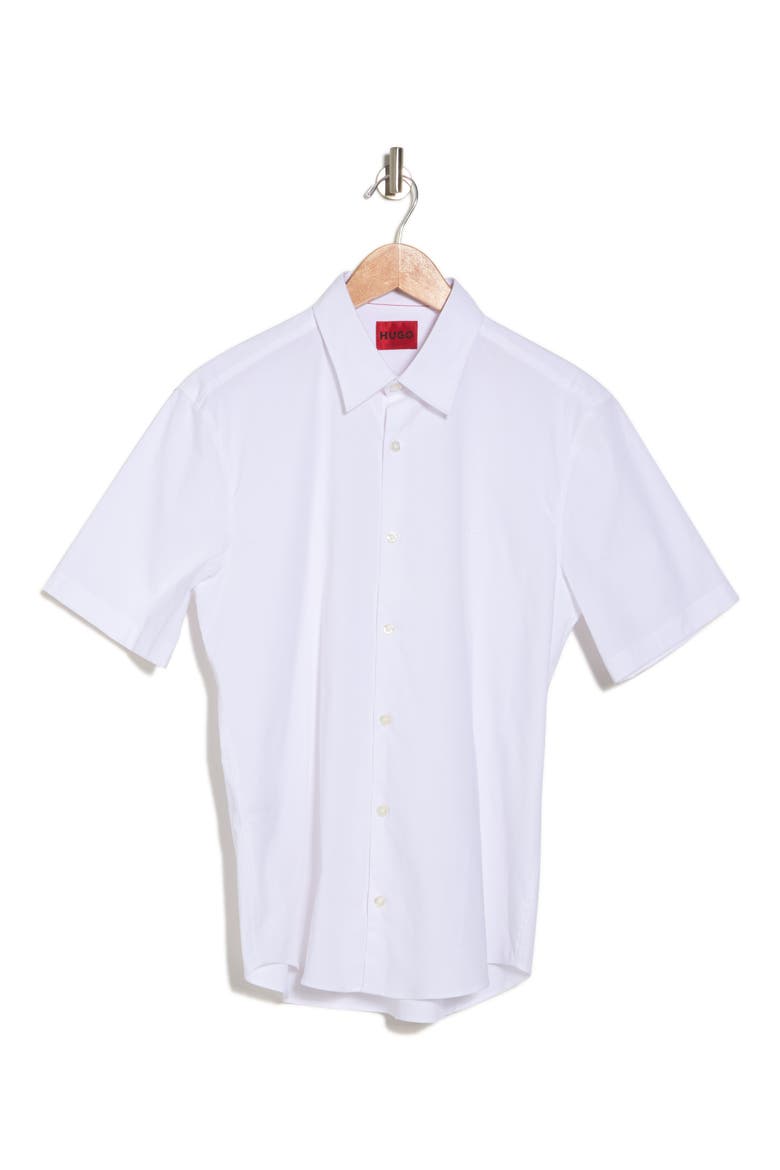 Ermino Short Sleeve Stretch Cotton Button-Up Shirt, Alternate, color, OPEN WHITE