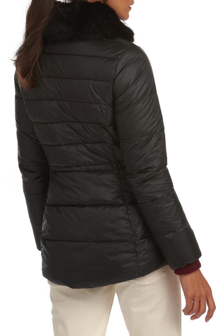 Angus Faux Fur Trim Puffer Jacket, Alternate, color, BLACK