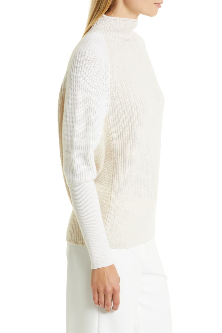 Emma Colorblock Mock Neck Cashmere Sweater, Alternate, color, CAMEL