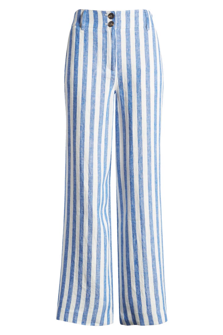 Westbourne Wide Leg Linen Trousers, Alternate, color, STRIPE
