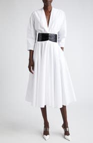 Alaïa Belted Poplin Midi Dress