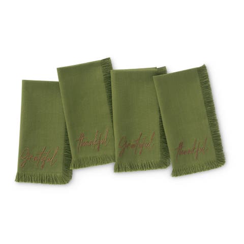 Fringed Harvest Sentiment Napkins Set of 4
