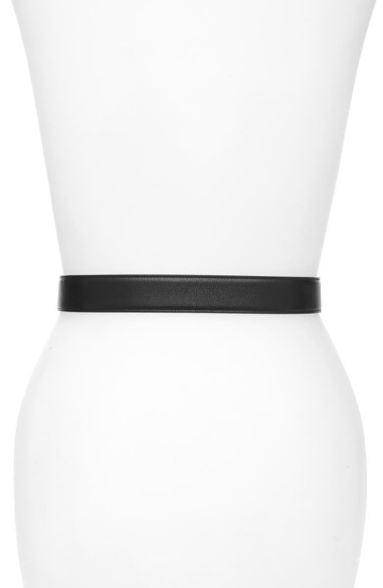 Saint Laurent Laque YSL Monogram Leather Belt, Alternate, color, Nero