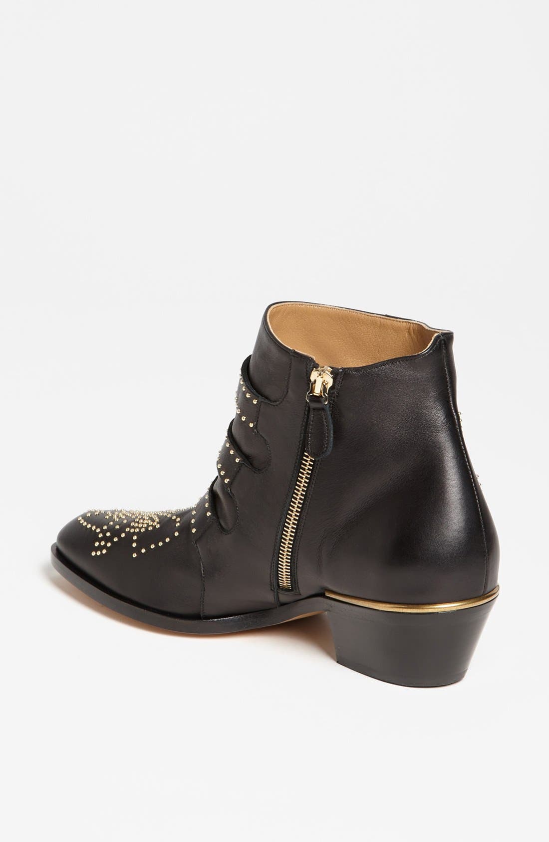 'Susanna' Stud Buckle Bootie, Alternate, color, BLACK/ GOLD