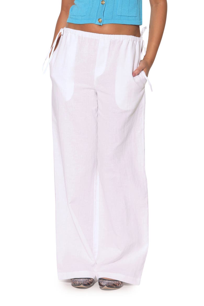 Susan Linen & Cotton Pull-On Pants, Main, color, WHITE