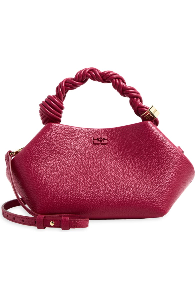 Ganni Small Bou Grained Faux Leather Top Handle Bag, Main, color, Persian Red