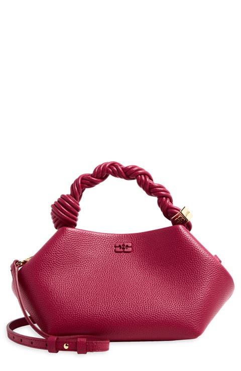 Small Bou Grained Faux Leather Top Handle Bag