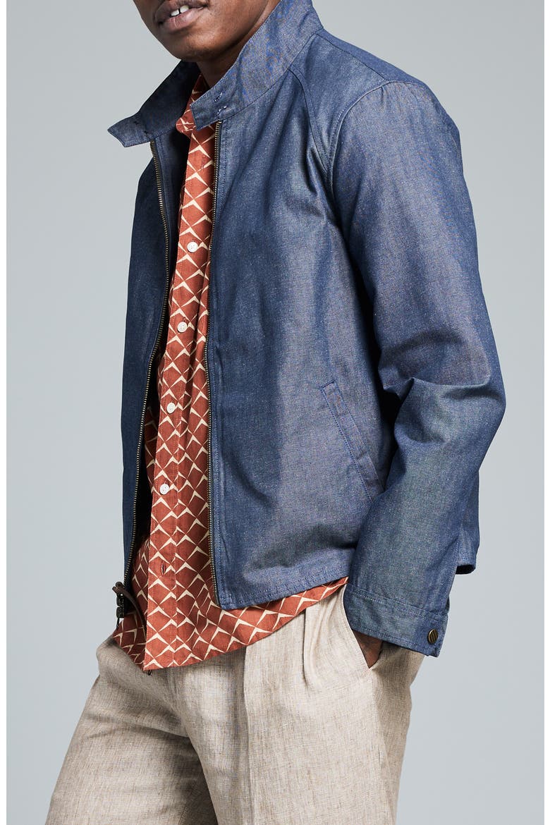Waxed Denim Harrington Jacket, Alternate, color, INDIGO
