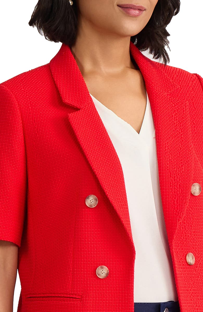 Jones New York Short Sleeve Double Breasted Blazer, Alternate, color, Rouge