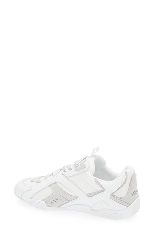Versace Galaxia Suede-trimmed Leather Sneakers In White Concrete