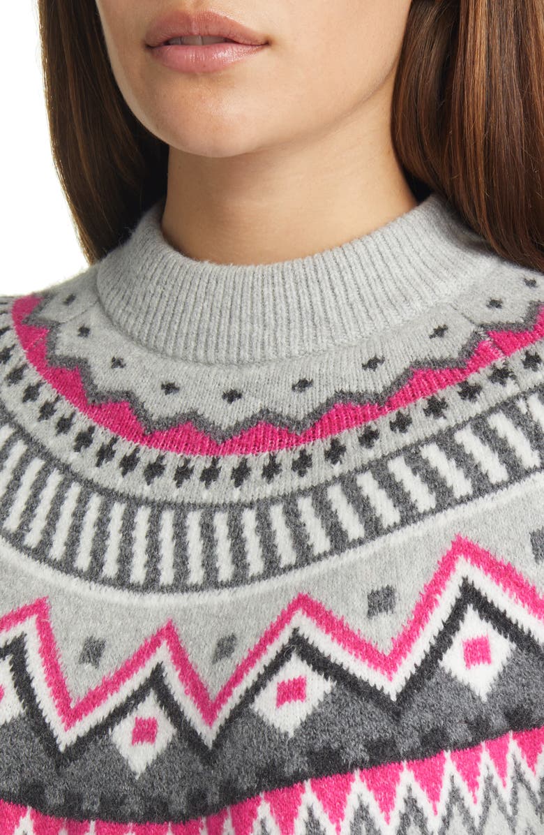 Caslon<sup>®</sup> Fair Isle Cable Knit Sweater, Alternate, color, 