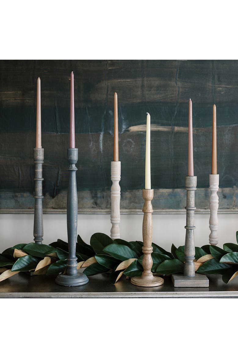 Tapered Candle Holder, Dark Grey Wood, Alternate, color, Dark Grey