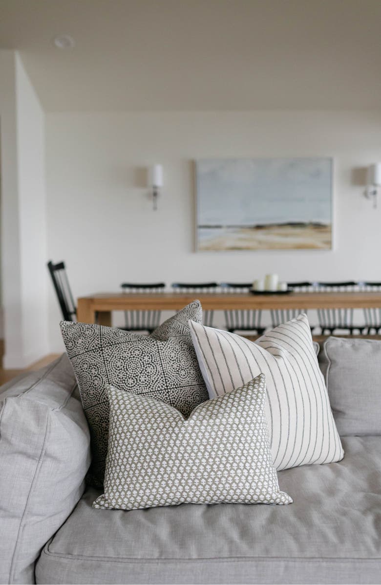 Linen & James Walker Natural Black Stripe Pillow Cover, Alternate, color, Cream