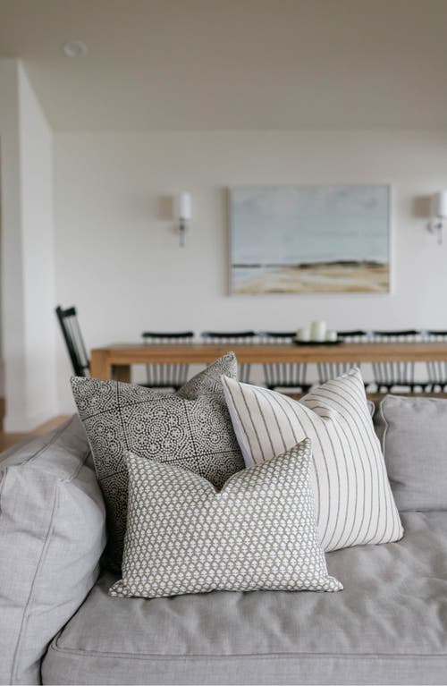 Linen & James Walker Natural Black Stripe Pillow Cover In Cream