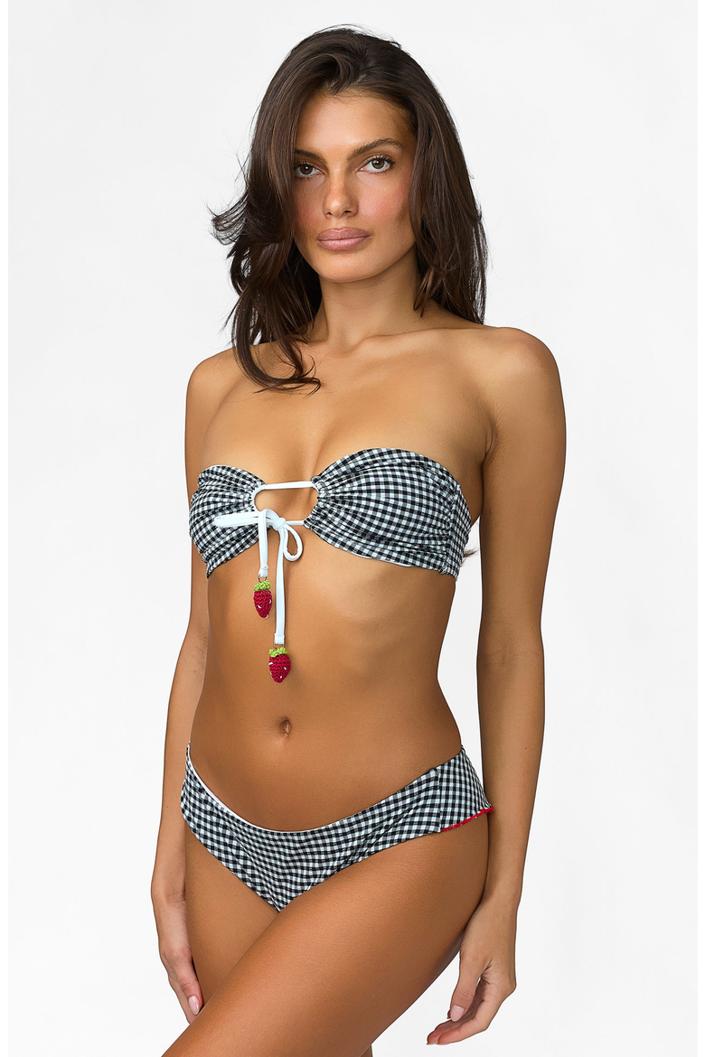 Posie Bandeau Top, Alternate, color, Black Gingham