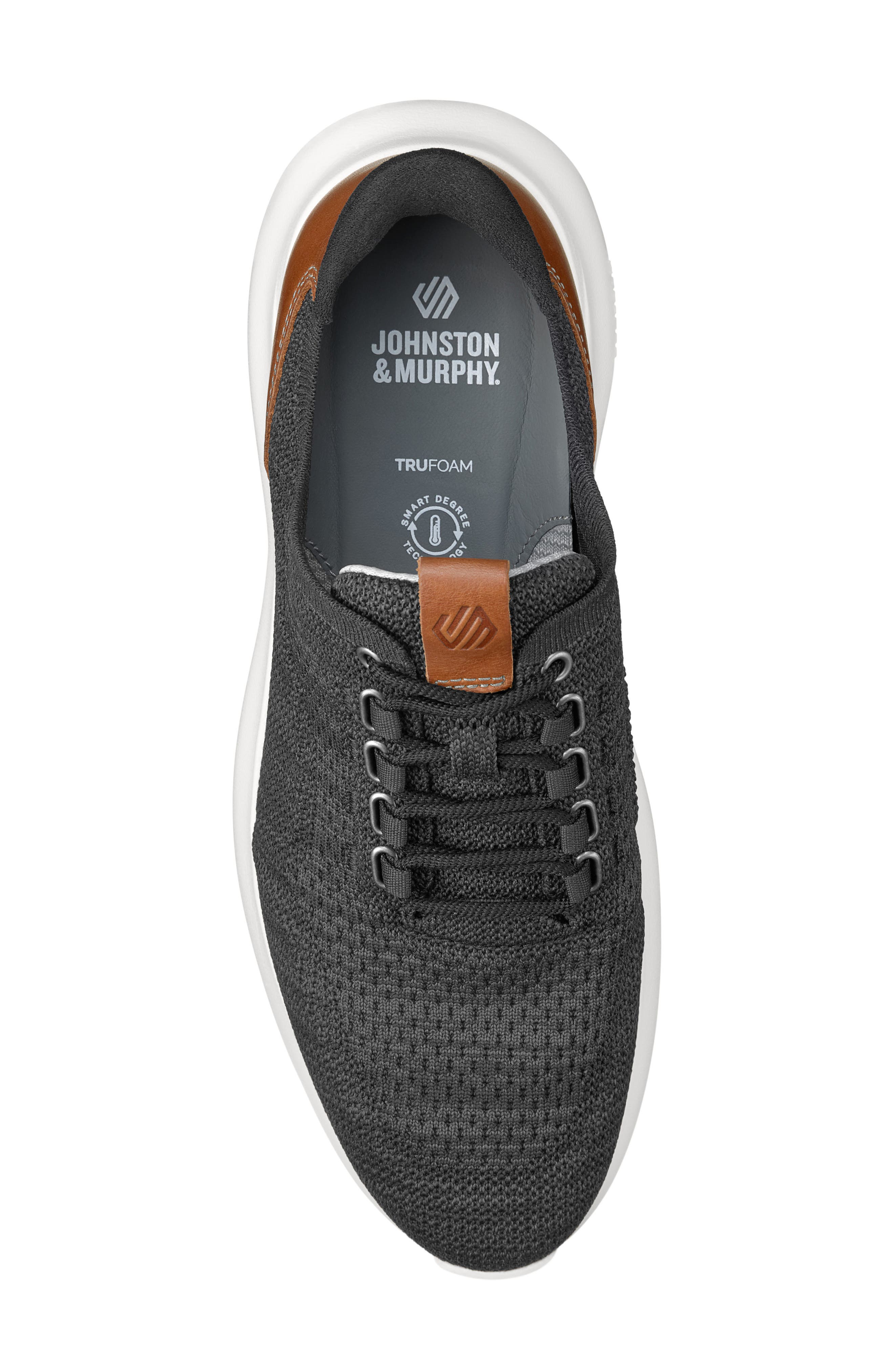 Johnston & Murphy Amherst 2.0 Knit Plain Toe Sneaker - Wide Width Available, Alternate, color, Black Heathered Knit