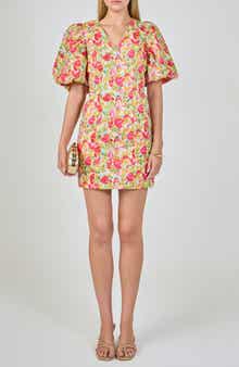 Floral Print Puff Sleeve Minidress