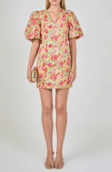 Floral Print Puff Sleeve Minidress