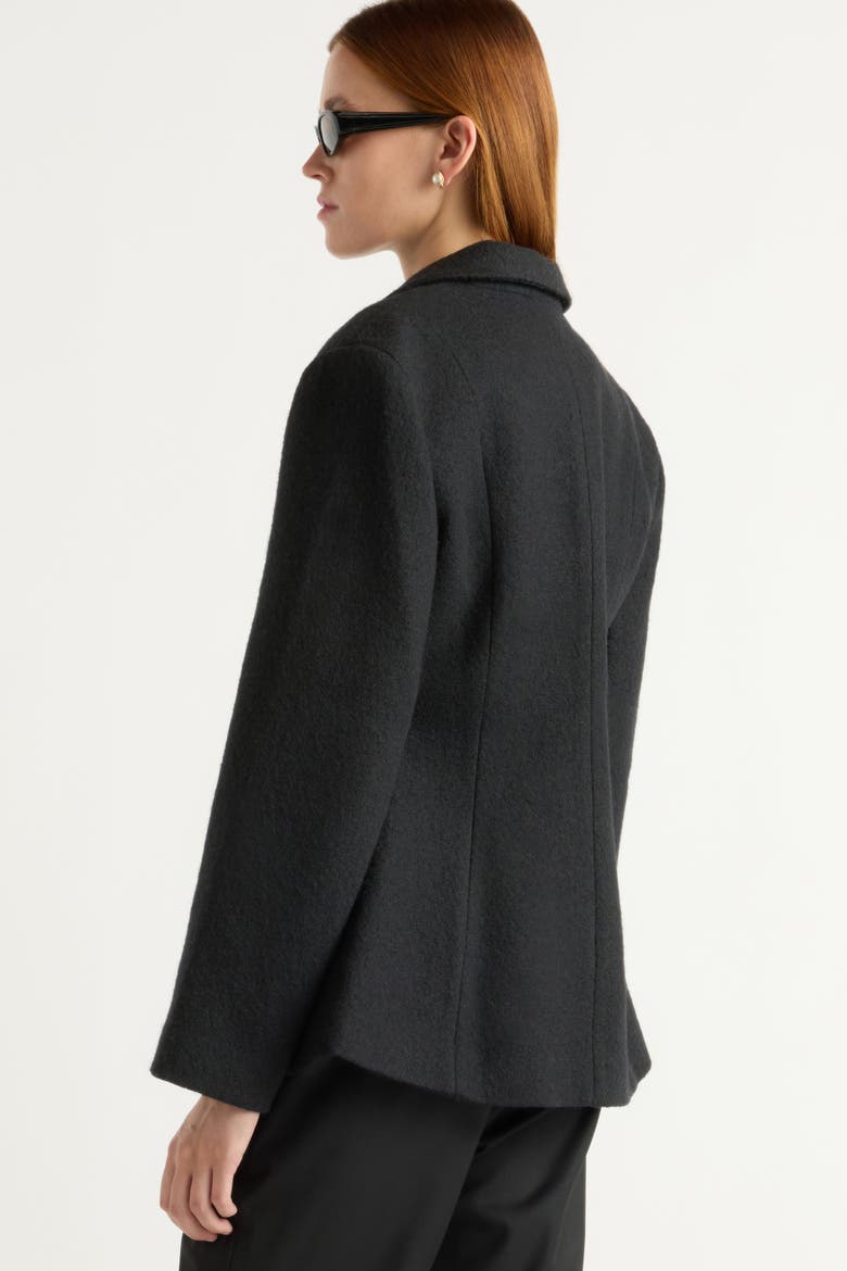 Marina Wool-Blend Sculpted Blazer, Alternate, color, Black