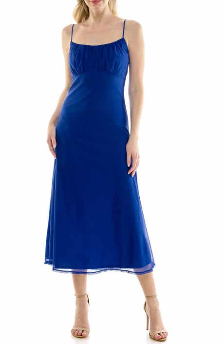 bebe Shirred Bust Powermesh Midi Dress