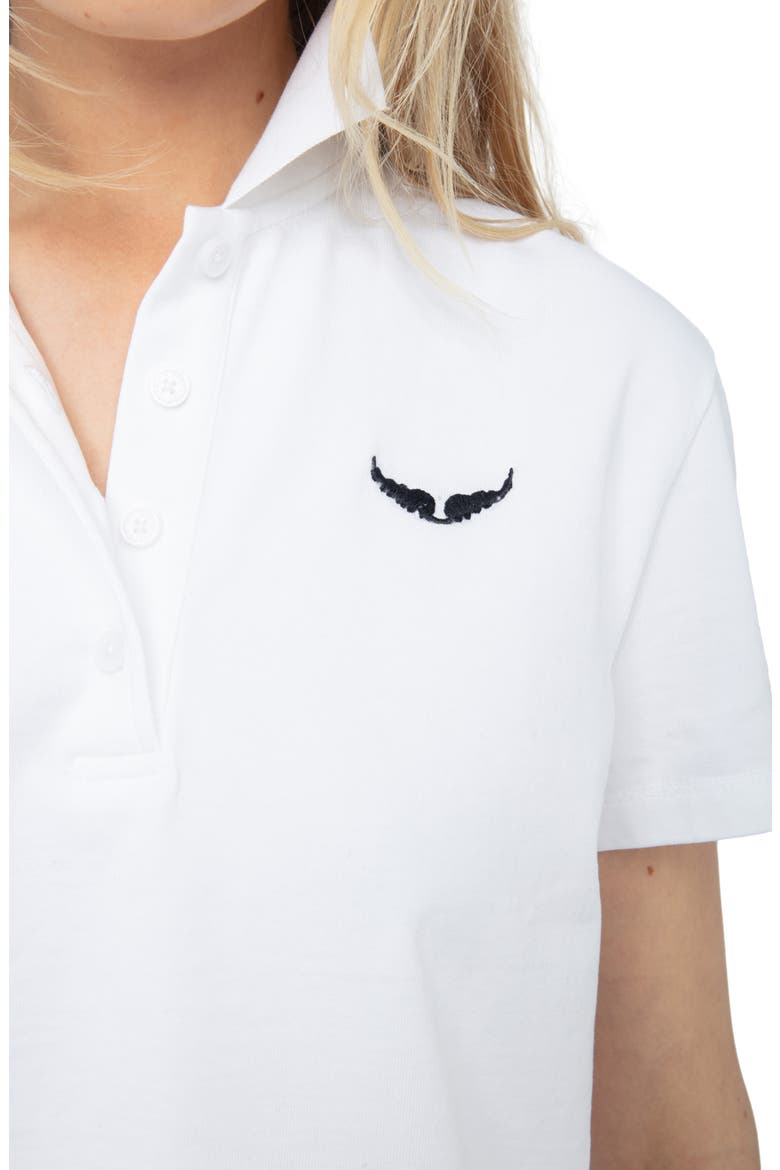 Mirta Wings Crop Cotton Polo Shirt, Alternate, color, WHITE