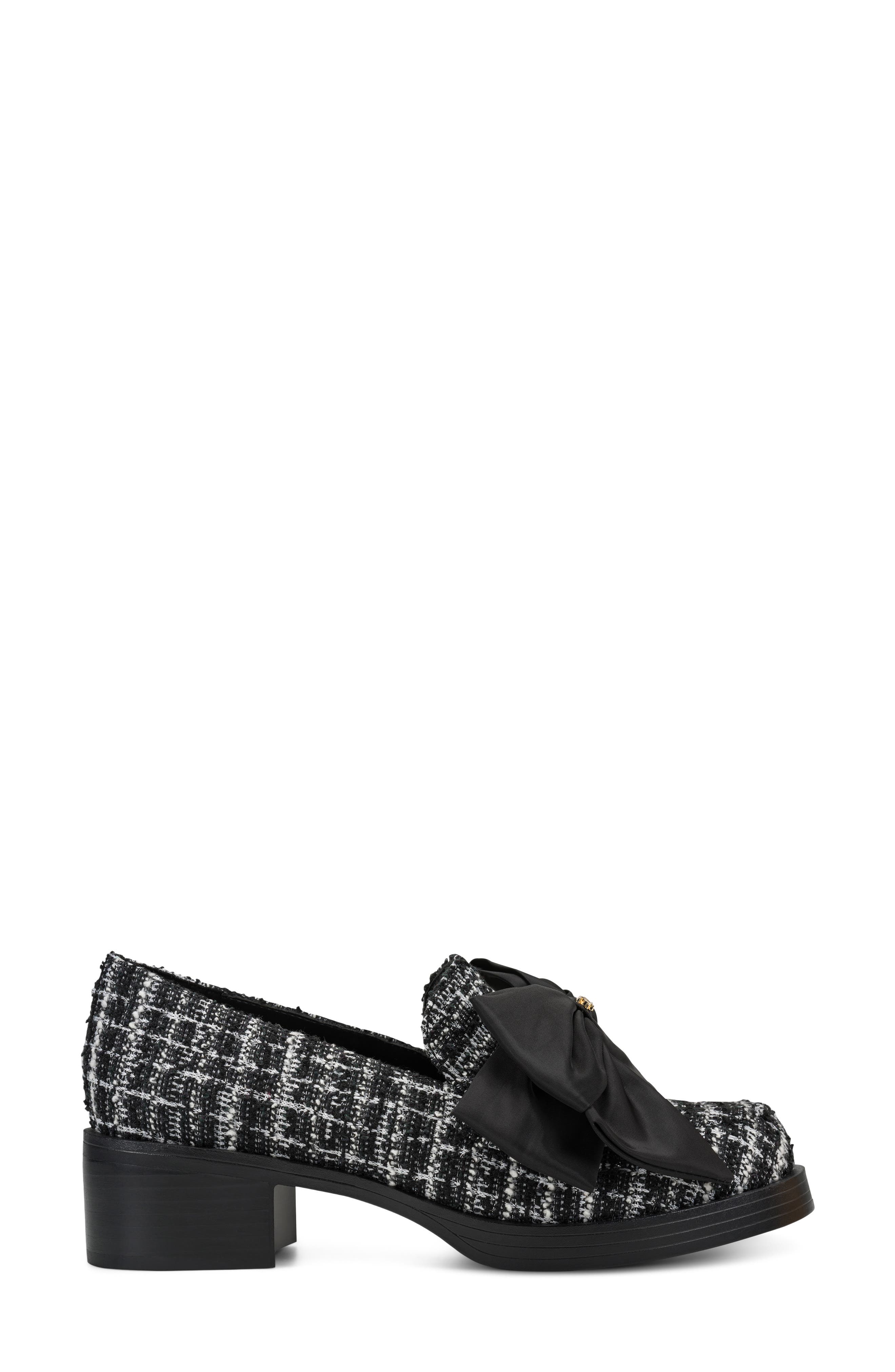 Camilia Bow Loafer, Alternate, color, BLACK/ WHITE
