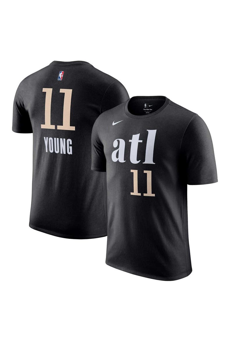 Men's Nike Trae Young Black Atlanta Hawks 2023/24 City Edition Name & Number T-Shirt, Alternate, color, Black