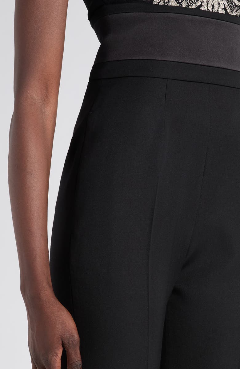 McQueen High Waist Wool Straight Leg Tux Pants, Alternate, color, Black