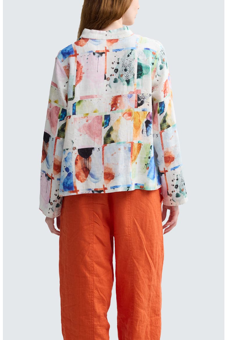 Avelia Painterly Print Linen Shirt, Alternate, color, Multihued