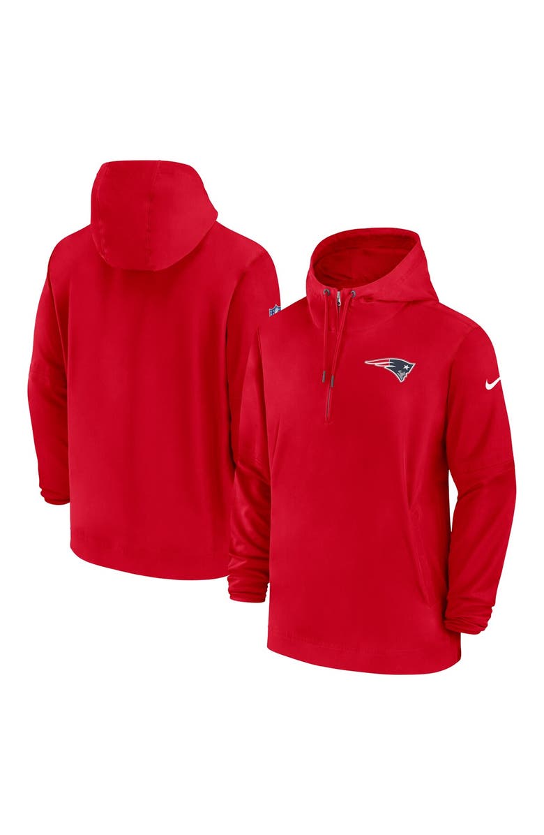 Nike Men's Nike Red New England Patriots Sideline Half-Zip Hoodie, Alternate, color, Red