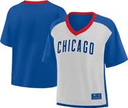 FANATICS Women's Fanatics Royal/Graphite Chicago Cubs Oversized Race To Win V-Neck T-Shirt