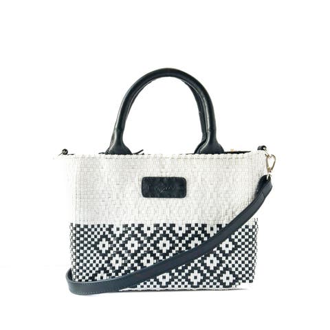 Small Woven Crossbody Bag with Leather
